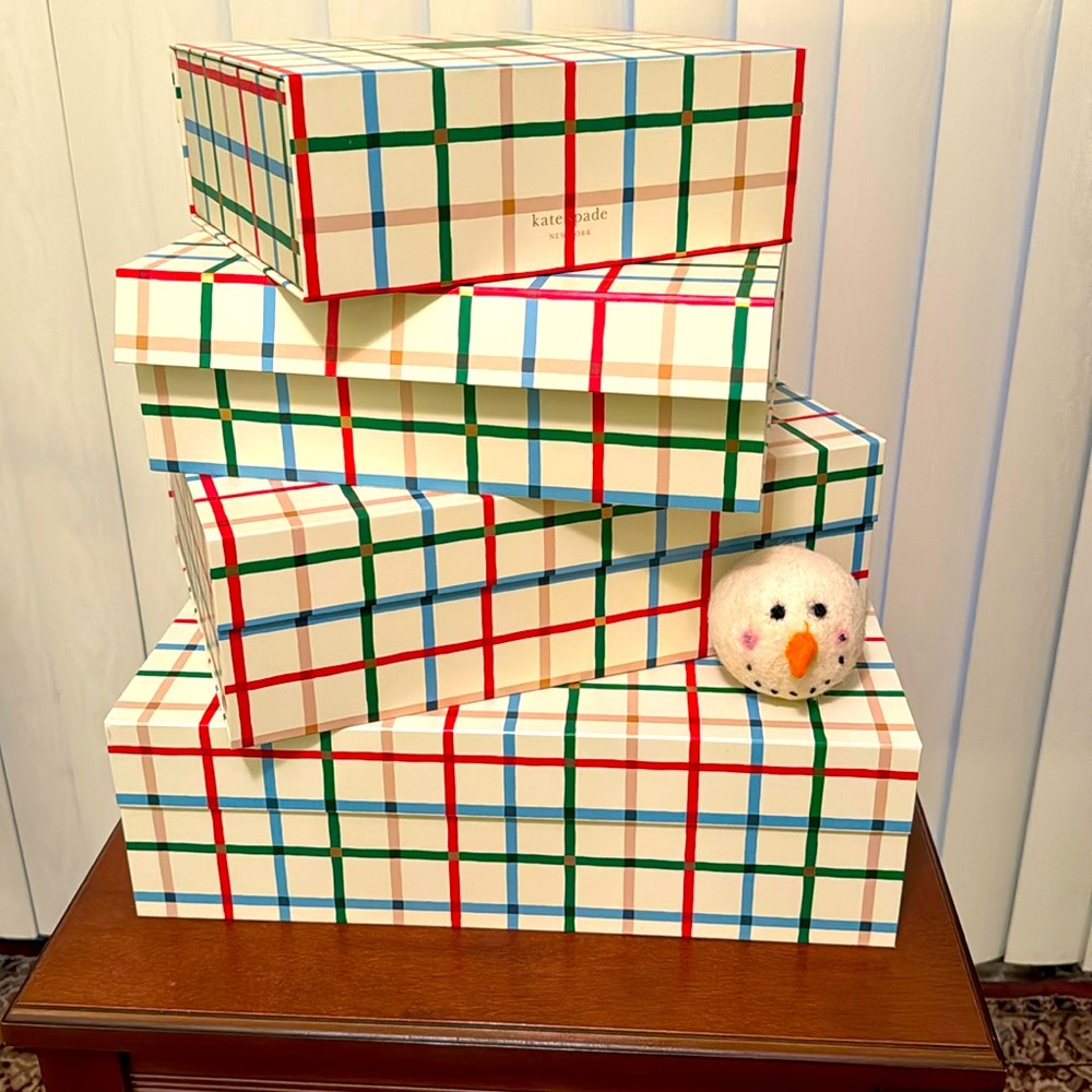 Full of Kate Spade Holiday Plaid Nesting Flap Boxes
